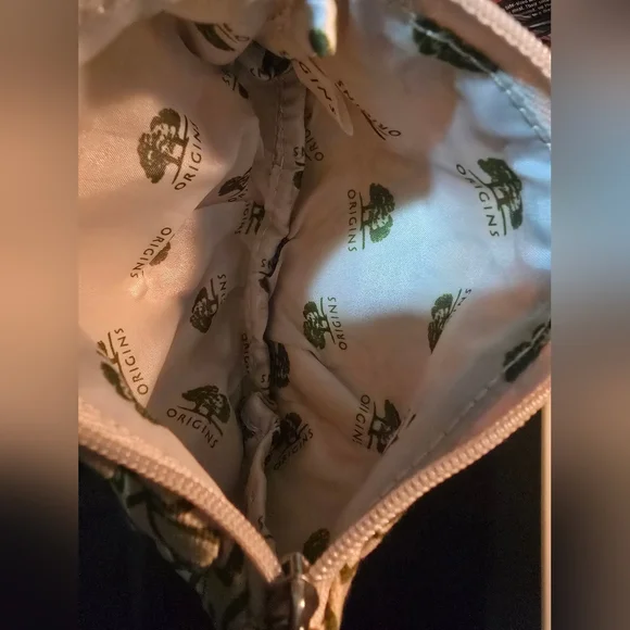 NEW Origins Stylish Green and Cream Patterned Cosmetic Bag - Picture 4 of 6